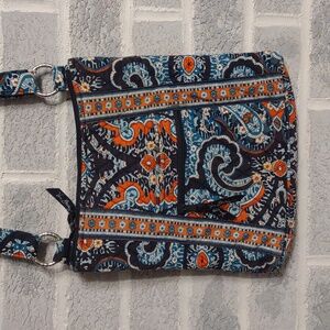 Vera Bradley Women's Hipster Blue and Orange Paisley Patterned Crossbody Bag